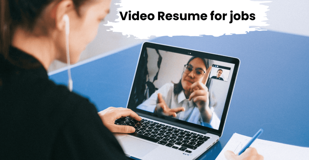 a recruiter looking at a video resume.
