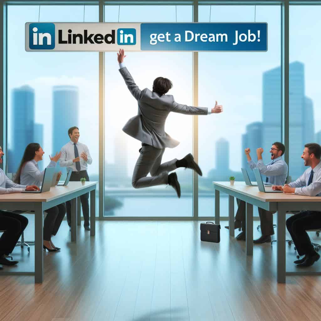 Man jumping in joy after leveraging LinkedIn to land his dream job