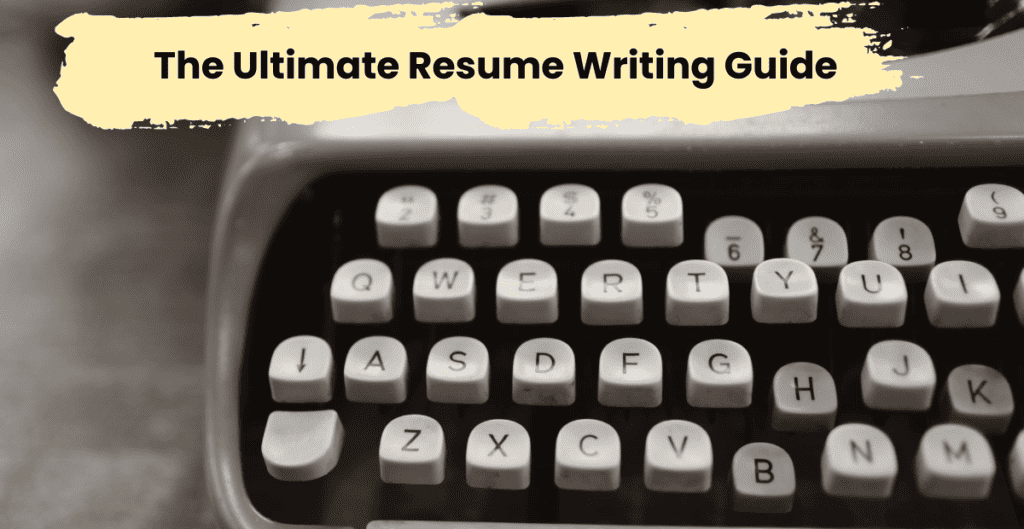 a resume being written on a typewriter.