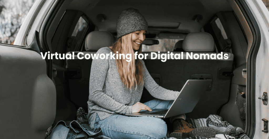 a individual Coworking as a digital nomad in her van
