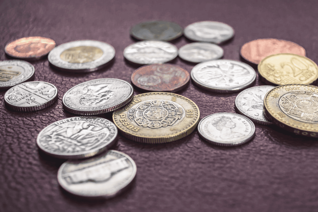 close up of money as coins 